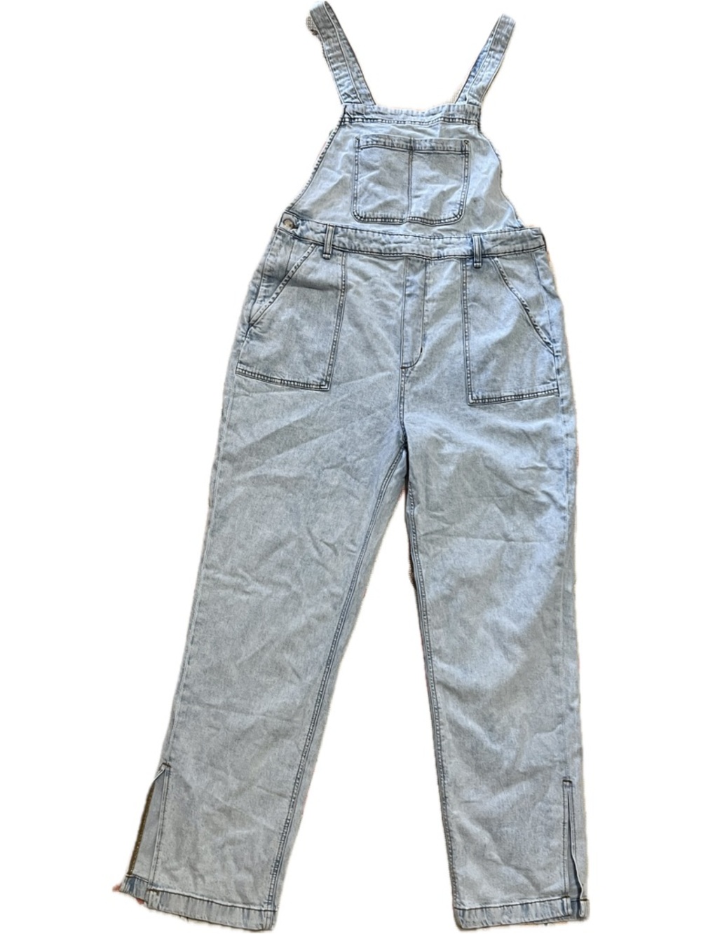 WeWoreWhat We Wore What slouchy slit light blue denim overalls US Women’s XL EUC